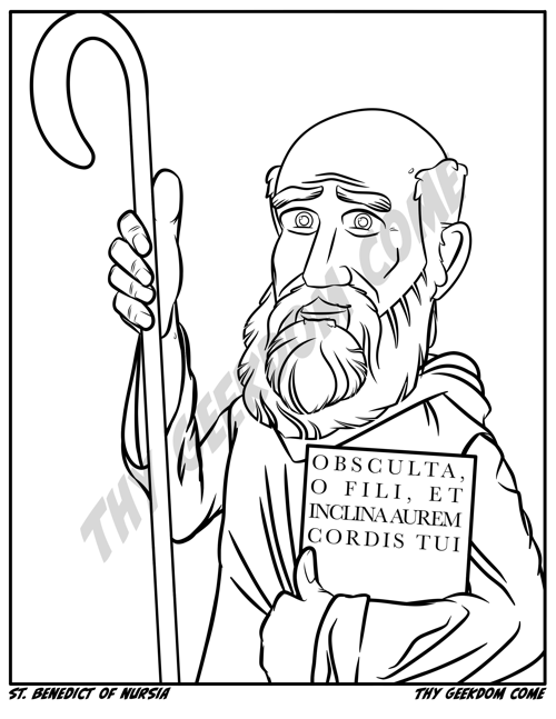 St. Benedict of Nursia Coloring Page